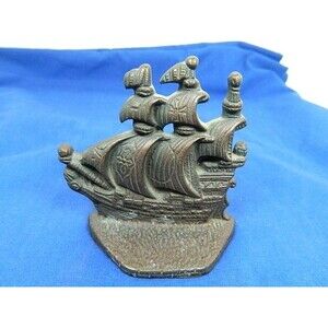 Vintage Cast Iron Sailing Ship Door Stop 4"High
